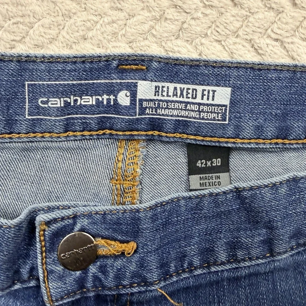 Carhartt Double Knee Rugged Flex Relaxed Fit Logger Jeans Denim  42x30 Workwear